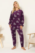  YOURS Curve Ensemble Pyjama Et Chouchou En Polaire Bordeaux à Imprimé Cœurs Rouges