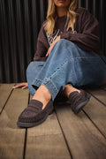 Mocassins Froncés En Similicuir Marron Chocolat, Coupe Extra Large EEE