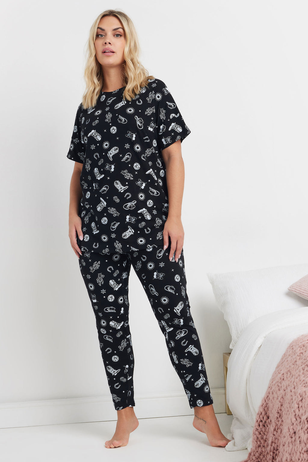  YOURS - Ensemble De Pyjama Cowboy Noir & Blanc
