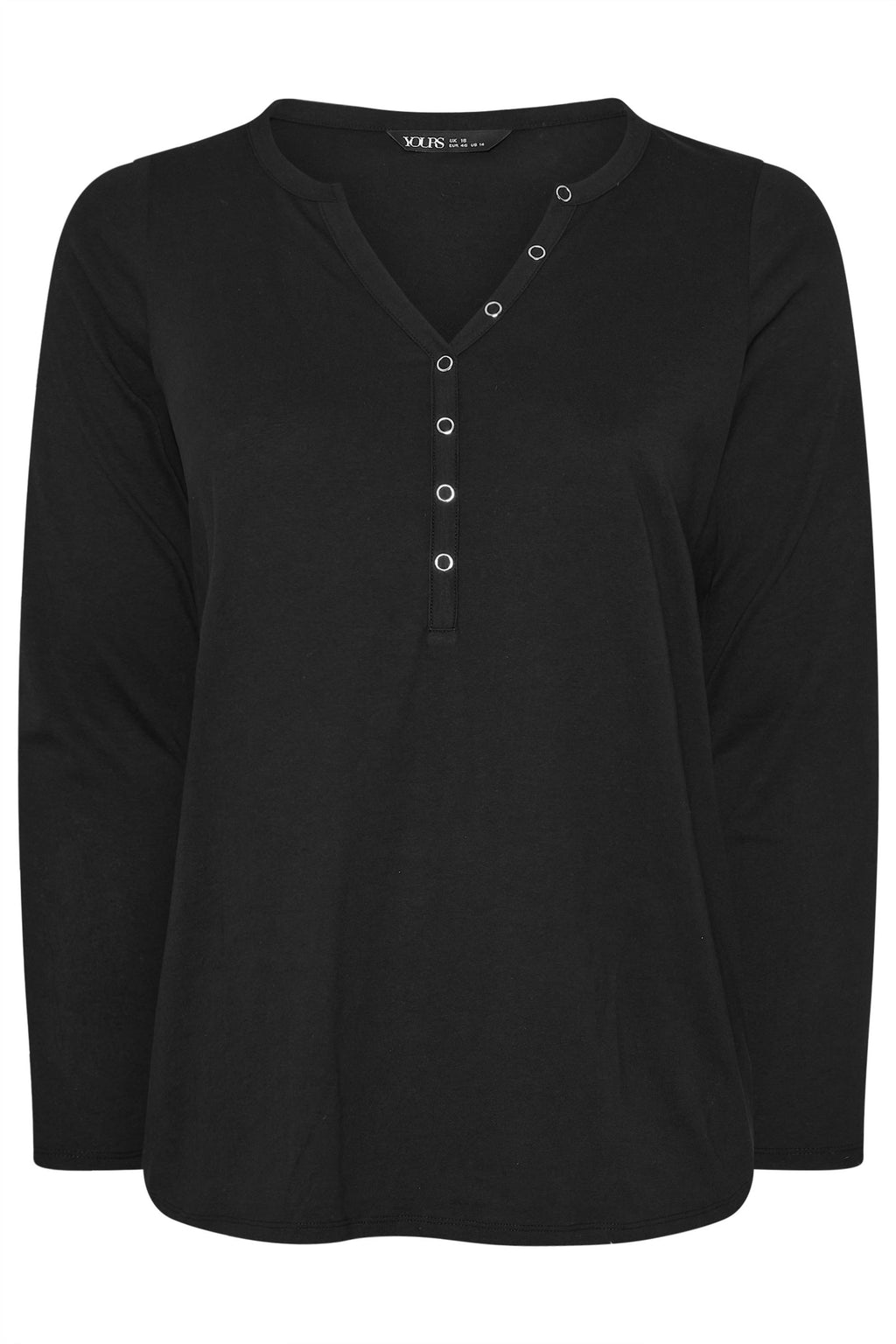  YOURS Curve Haut Henley Côtelé Noir