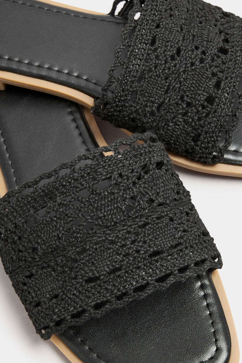  Mules Noires En Crochet Pieds Extra Larges EEE