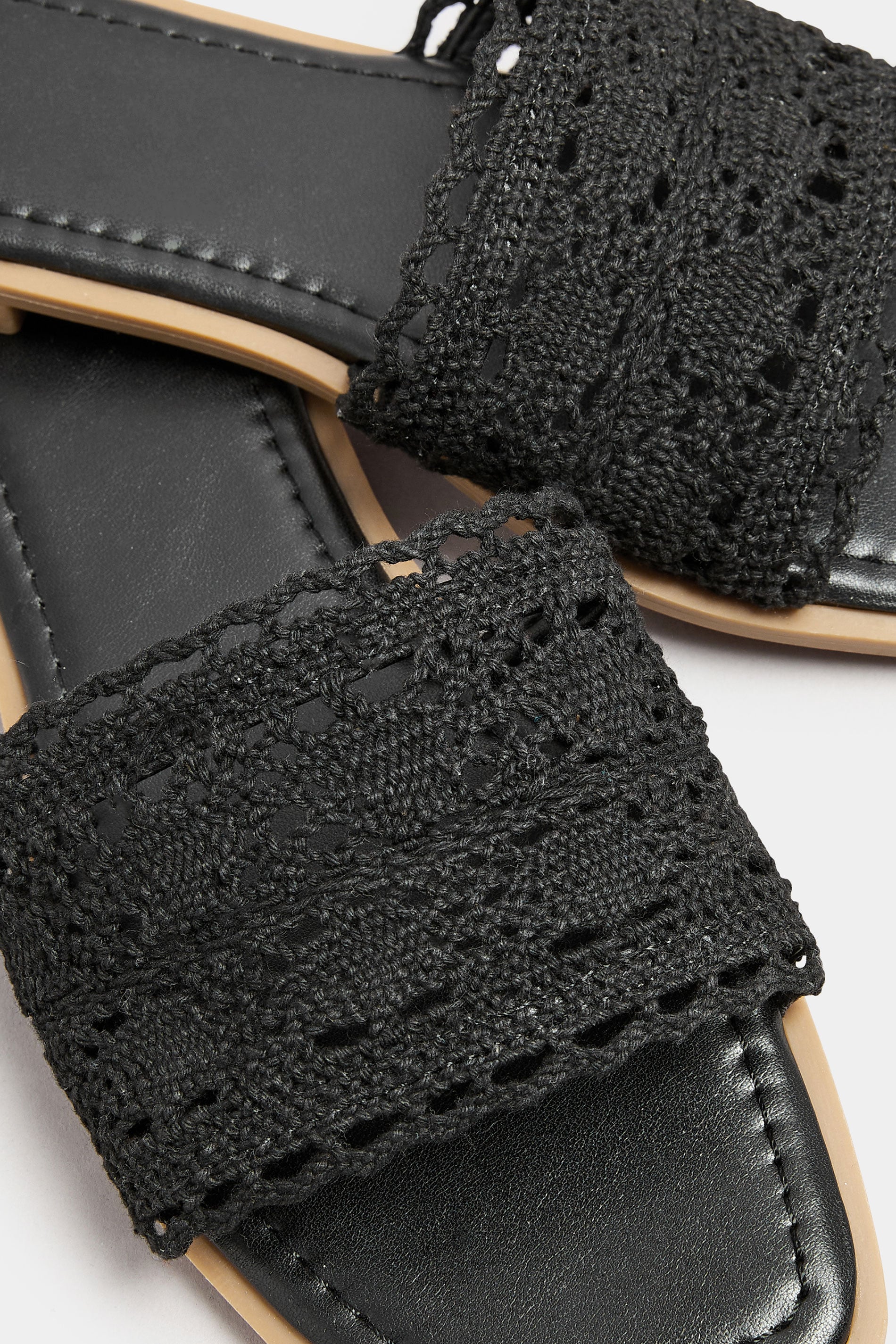  Mules Noires En Crochet Pieds Extra Larges EEE
