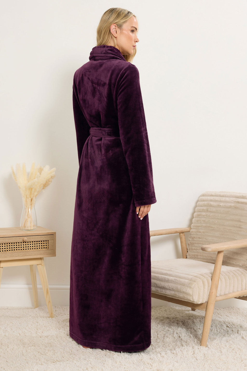  LTS Tall Burgundy Red Super Luxe Maxi Dressing Gown