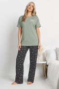  LTS Tall Sage Green Floral 'Love Grows Here' Slogan Pyjama Set