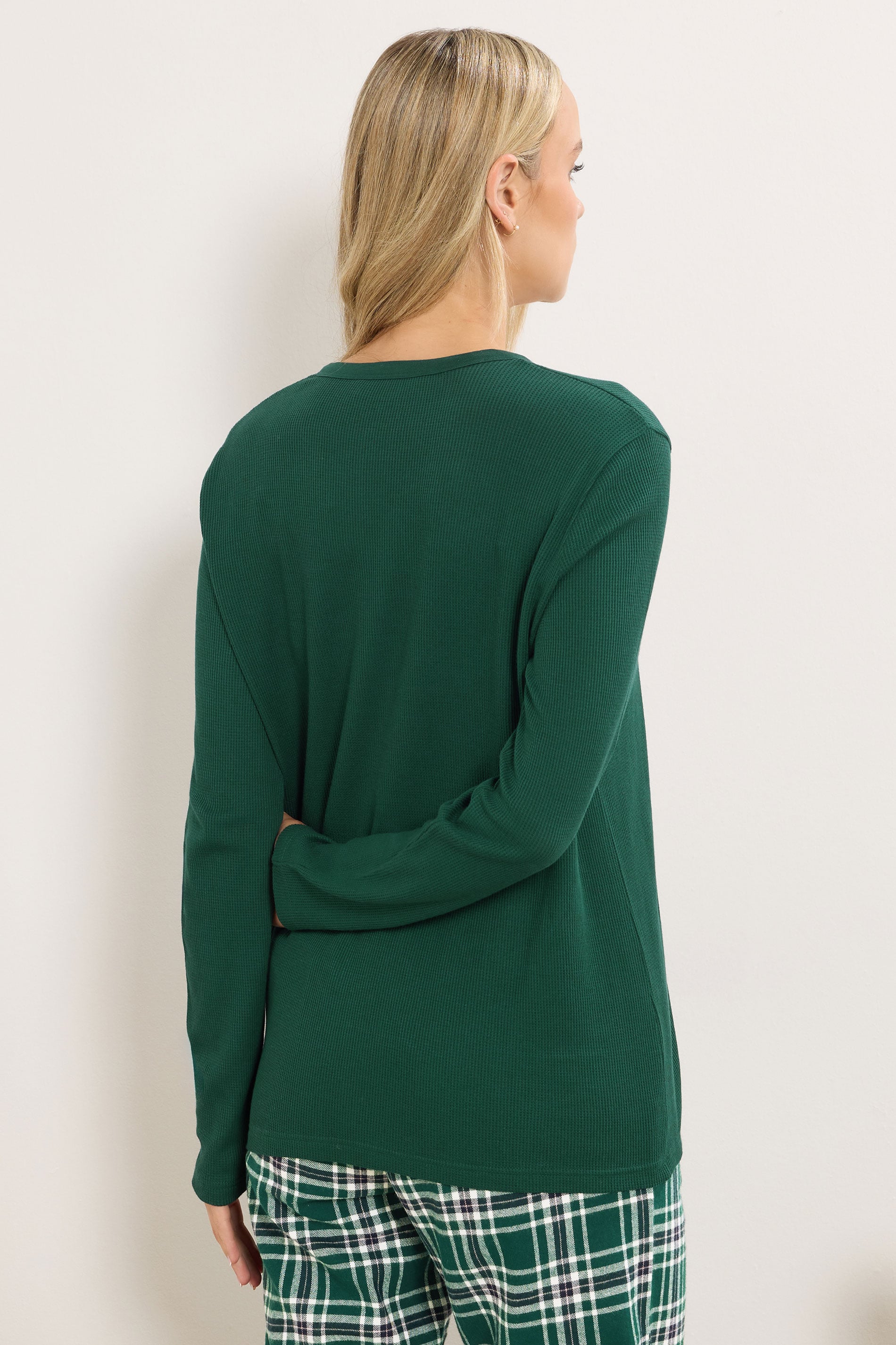  LTS Tall Green Cotton Waffle Pyjama Top