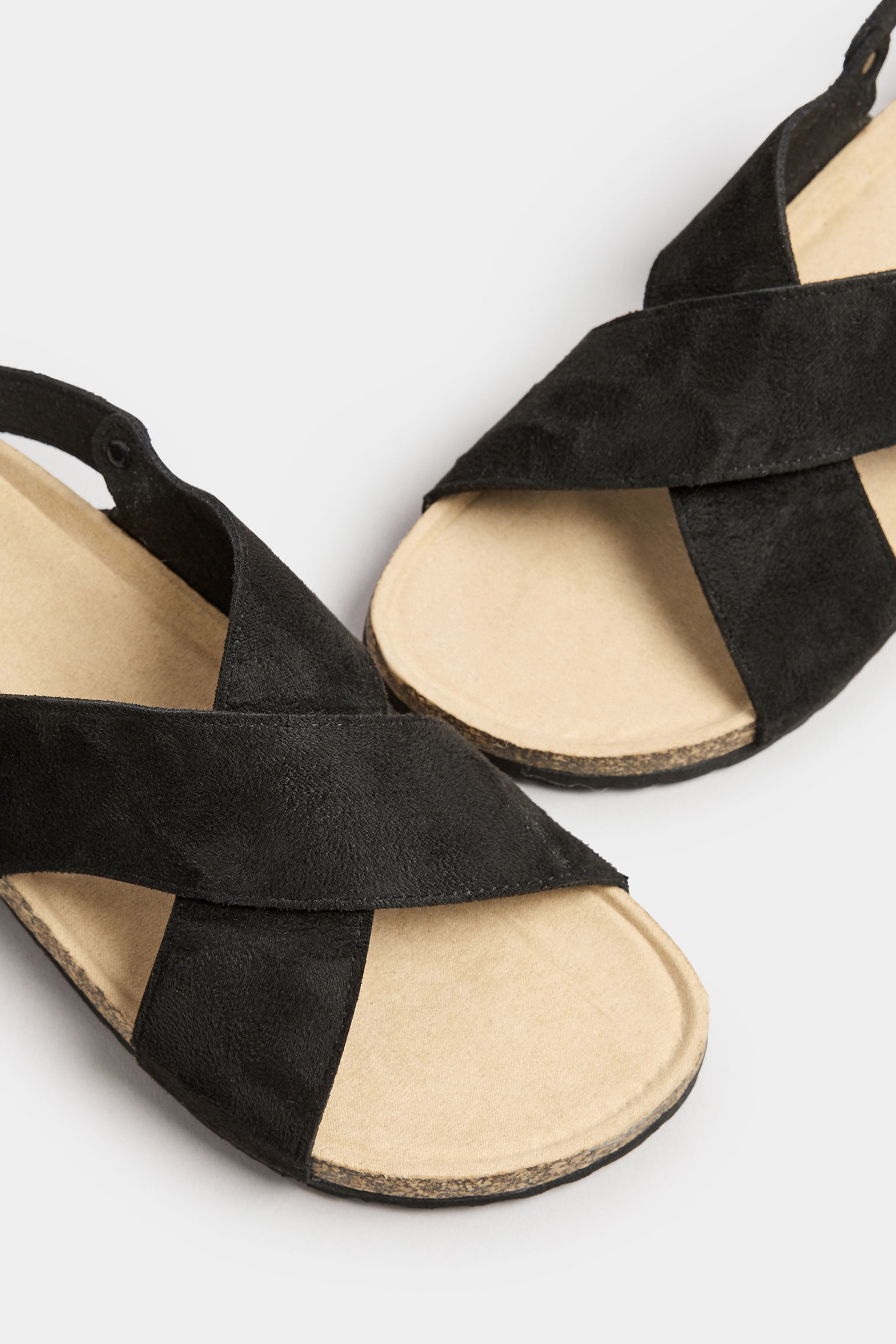  Sandales Noires Design Croisé Pieds Extra Larges EEE