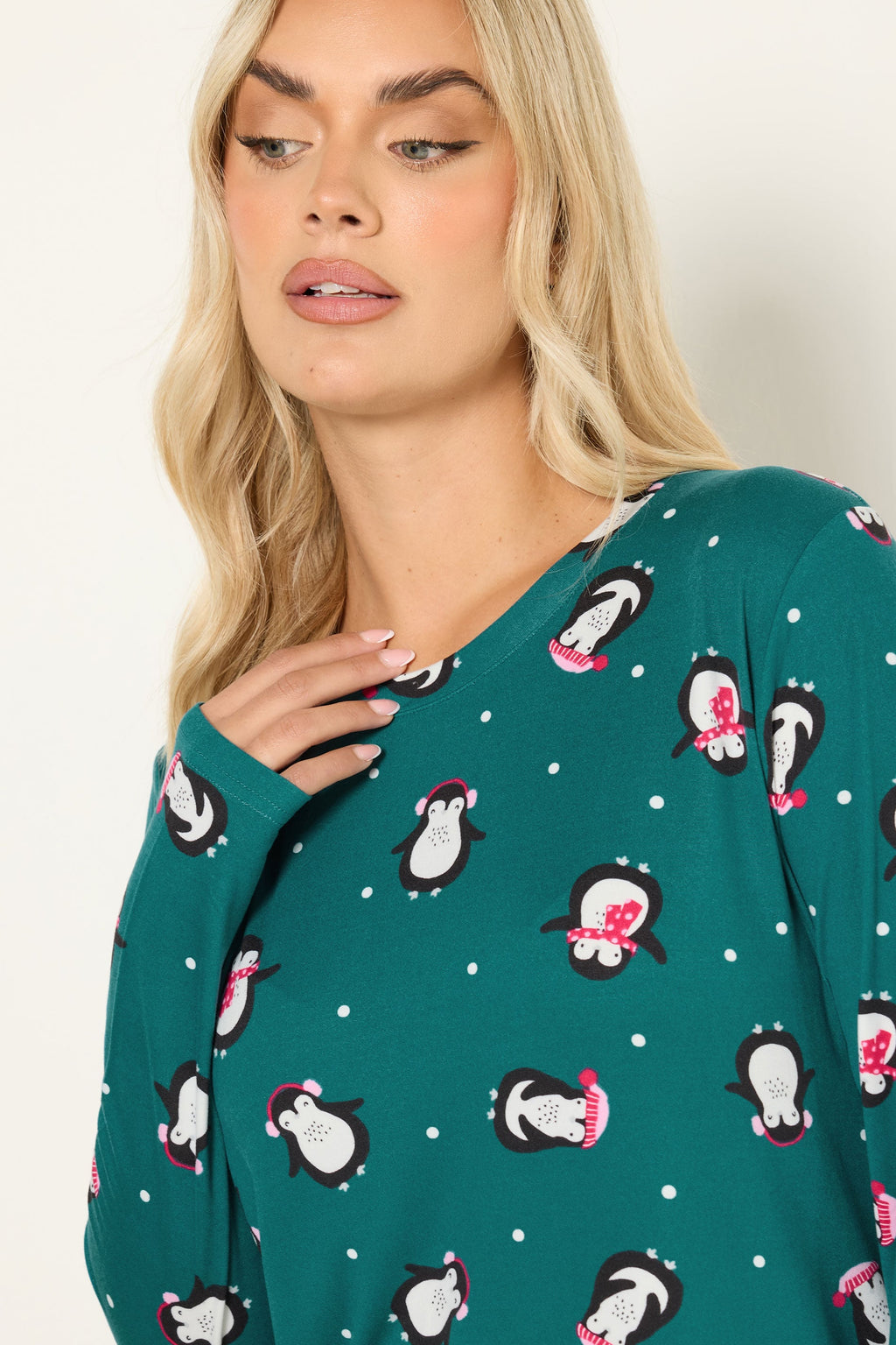  YOURS Curve Coffret Cadeau Pyjama Doux Au Toucher Bleu Sarcelle Pingouin