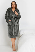  YOURS - Robe De Chambre En Gris Charbonneux à Capuche