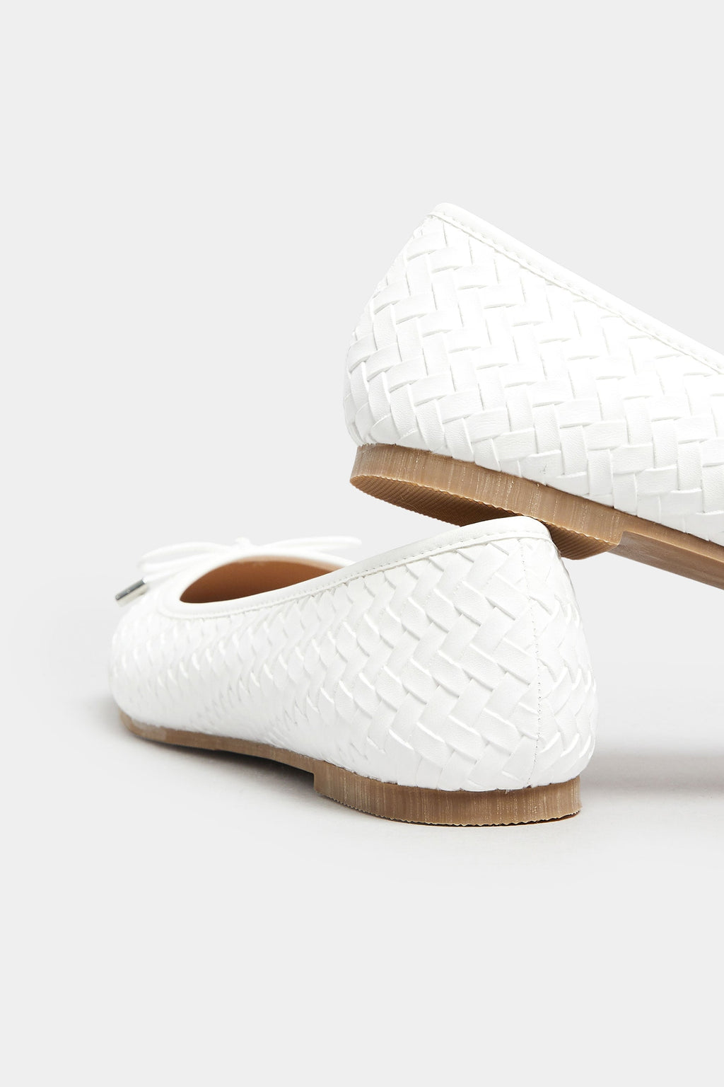  LTS Ivory White Woven Ballerina Pumps In Standard Fit