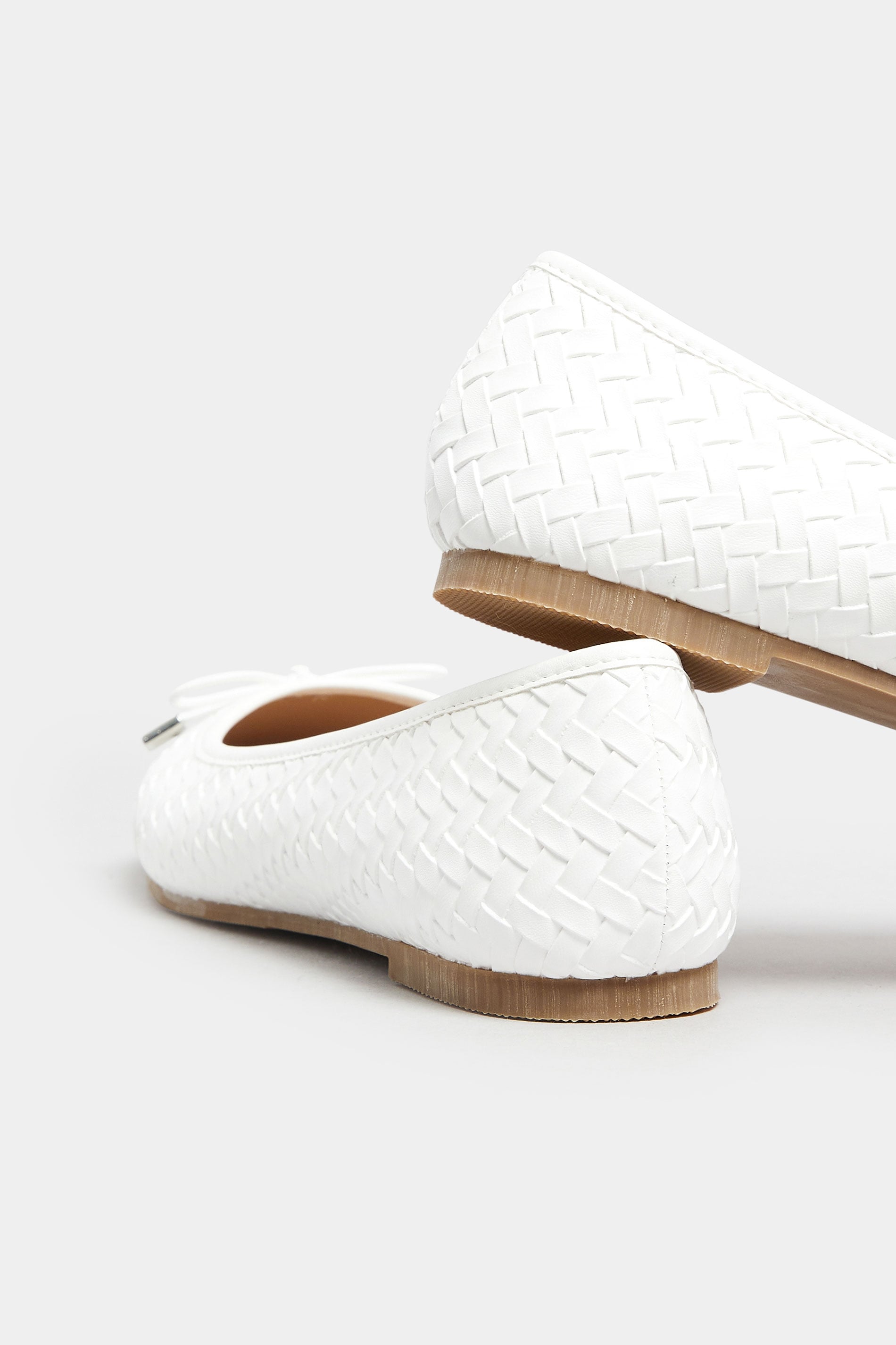  LTS Ivory White Woven Ballerina Pumps In Standard Fit