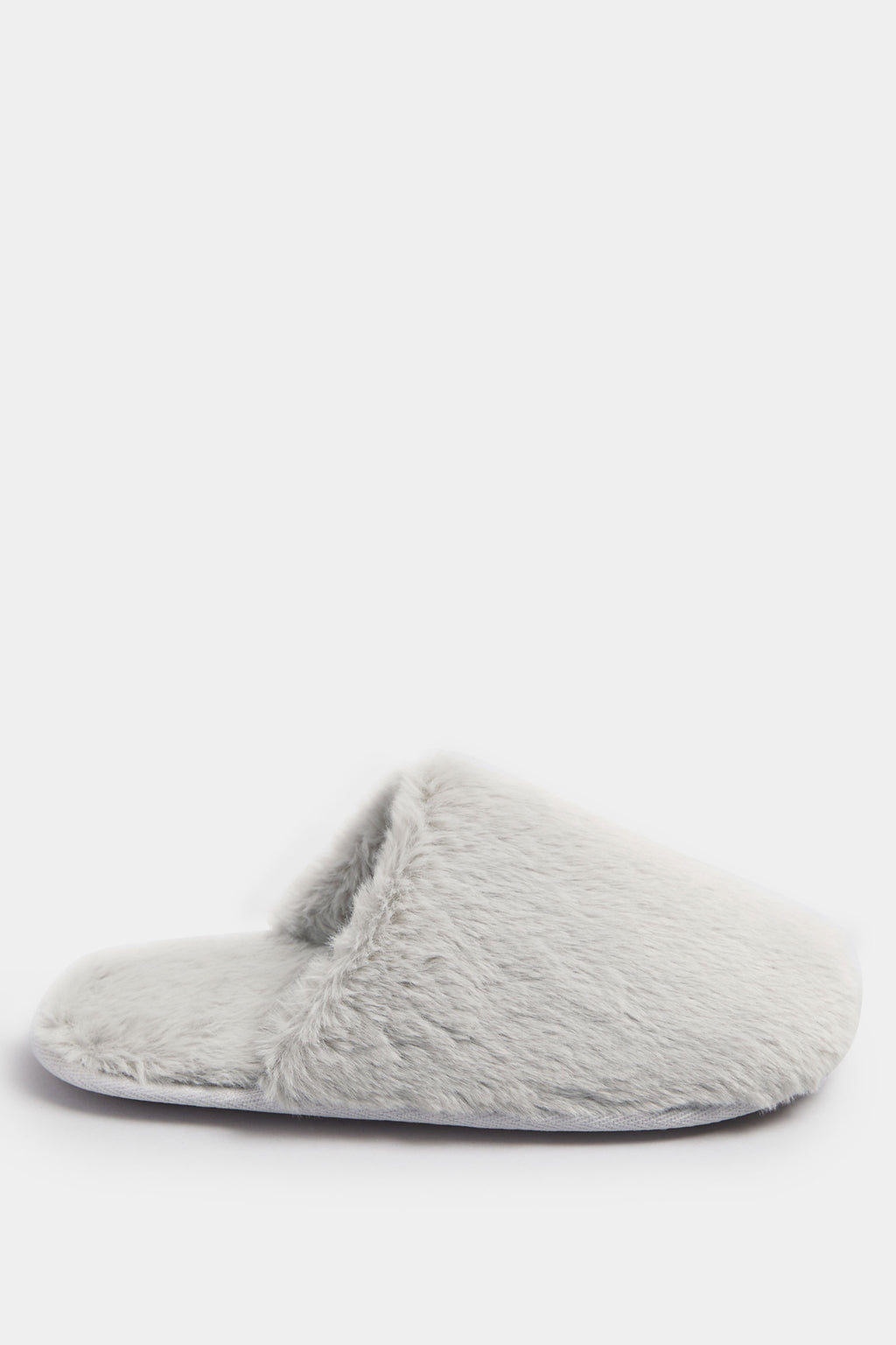  Chaussons Mules En Fausse Fourrure Grise