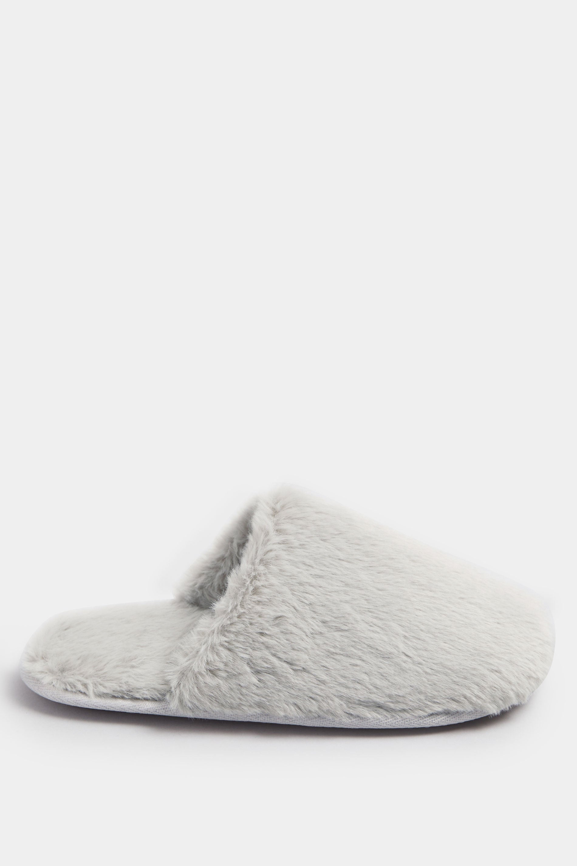  Chaussons Mules En Fausse Fourrure Grise