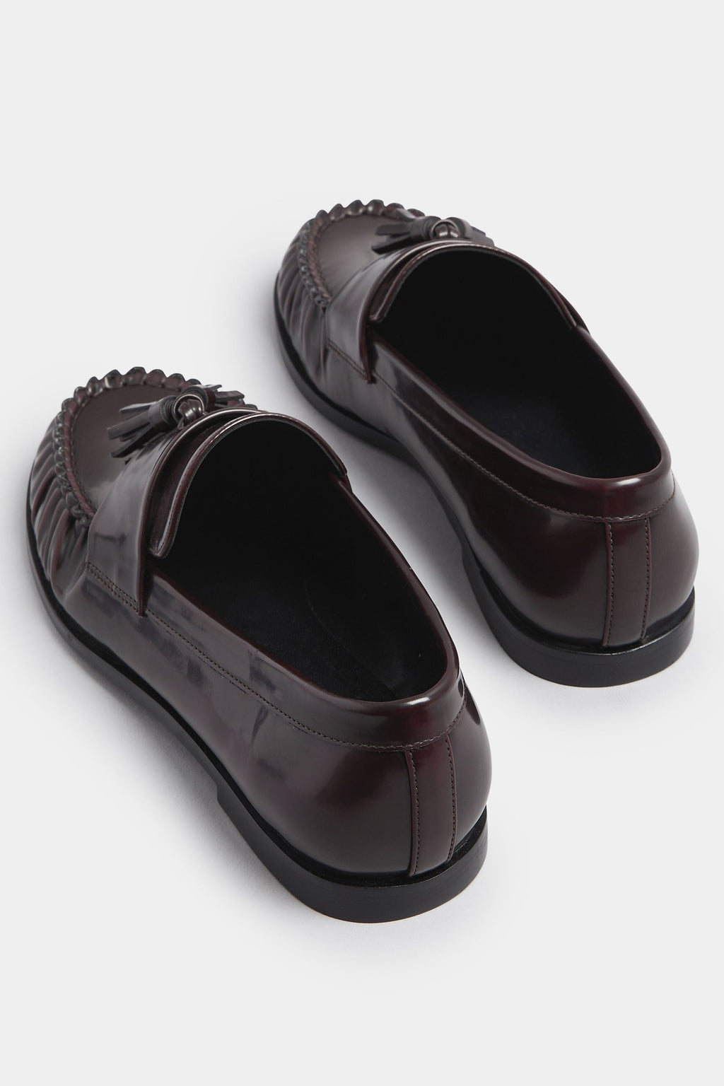  LTS Dark Red Patent Tassel Flat Loafers