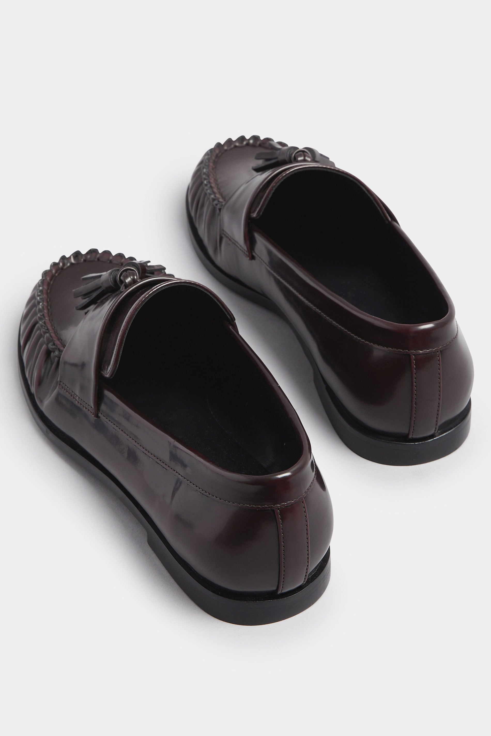  LTS Dark Red Patent Tassel Flat Loafers