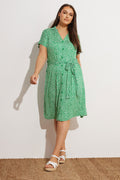  YOURS - Robe Verte Floral Volantée Manches Courtes