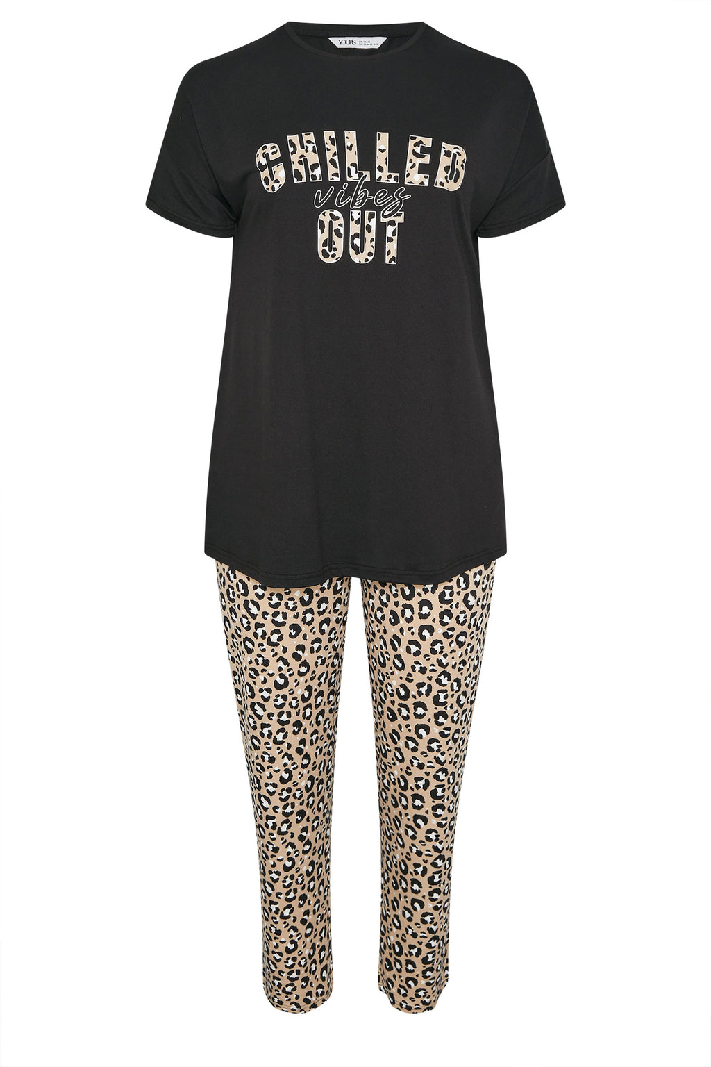 YOURS - Ensemble De Pyjama Noir & Beige 'Chilled Out Vibes'