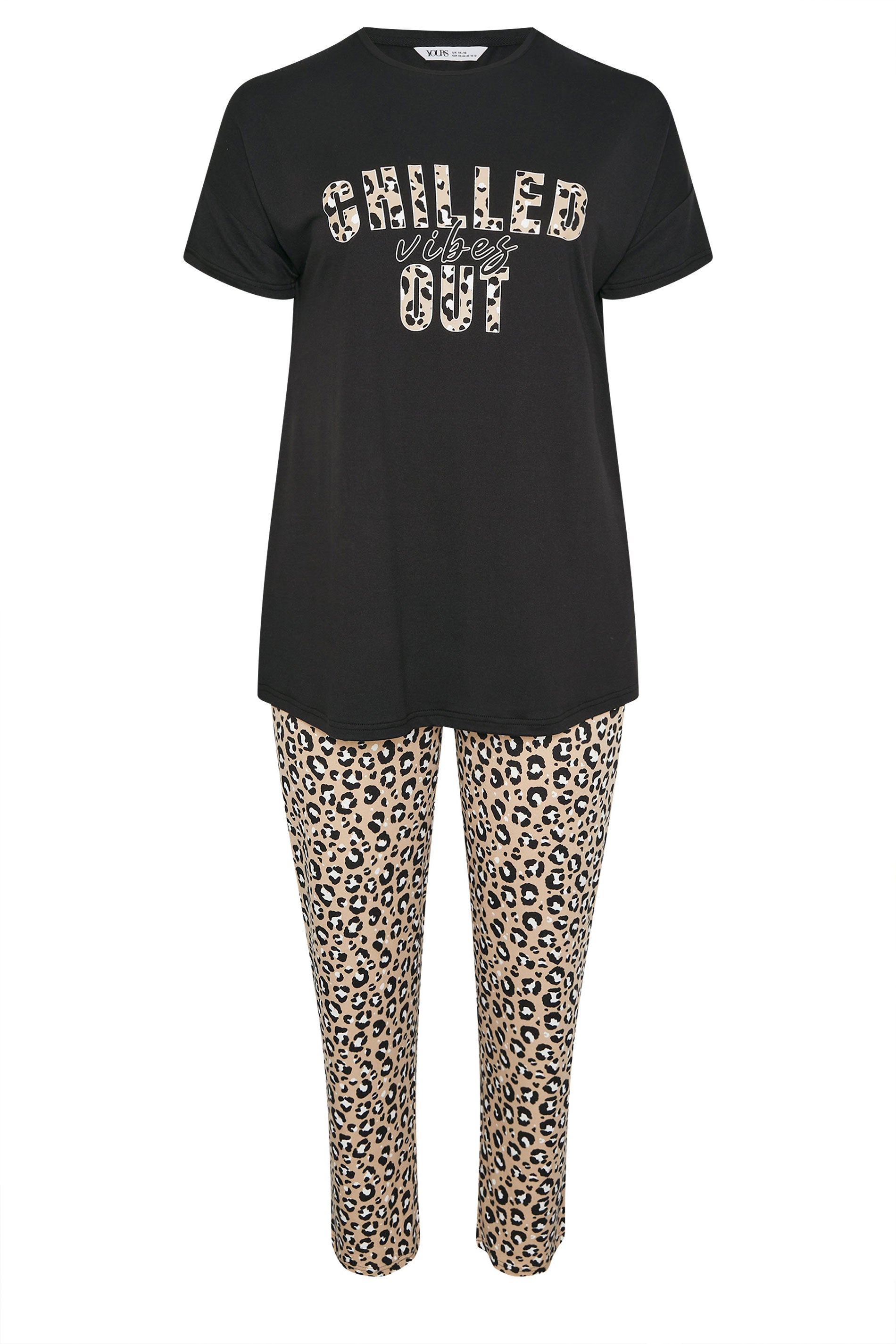  YOURS - Ensemble De Pyjama Noir & Beige 'Chilled Out Vibes'