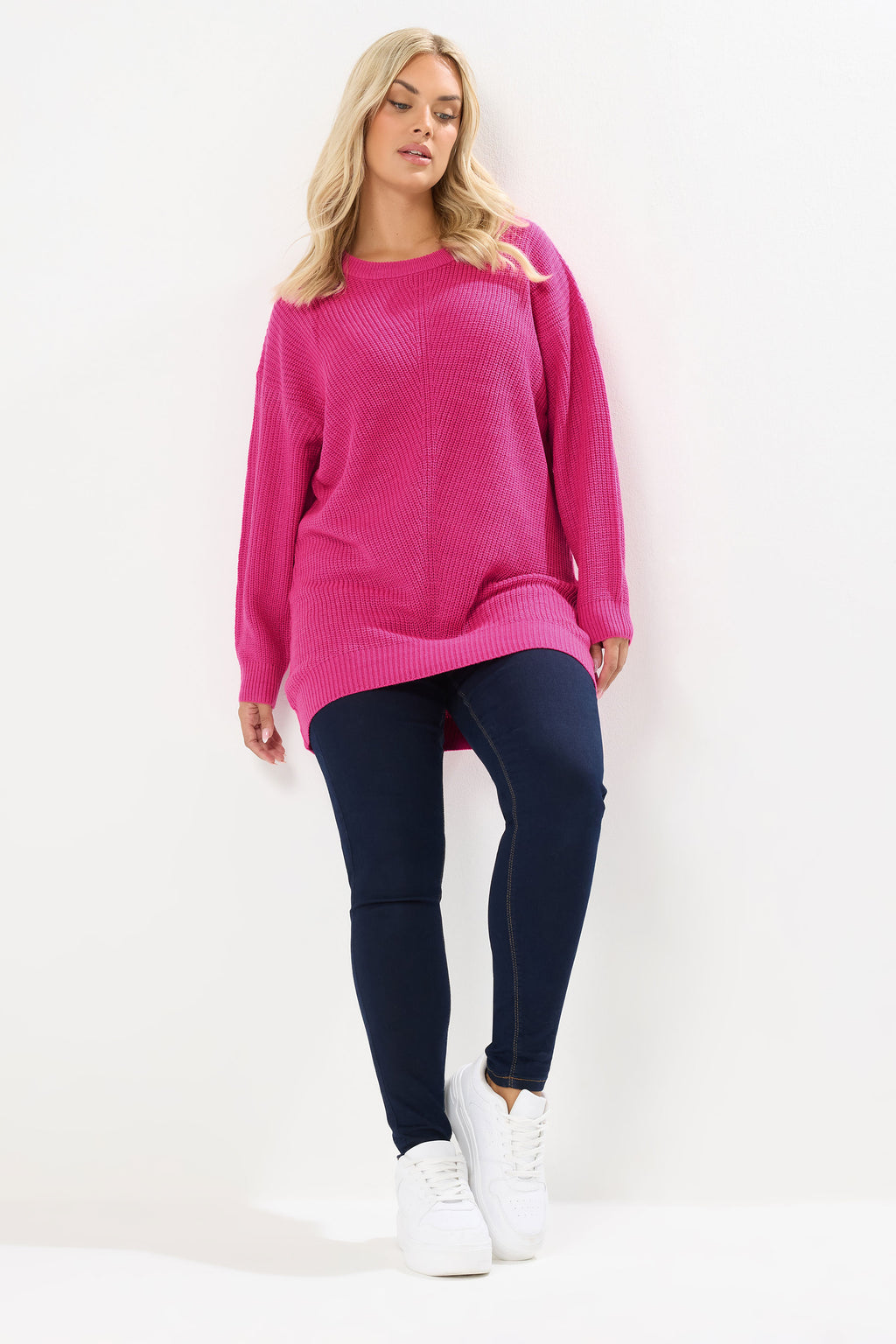  YOURS - Pull En Maille Essentiel Rose Vif