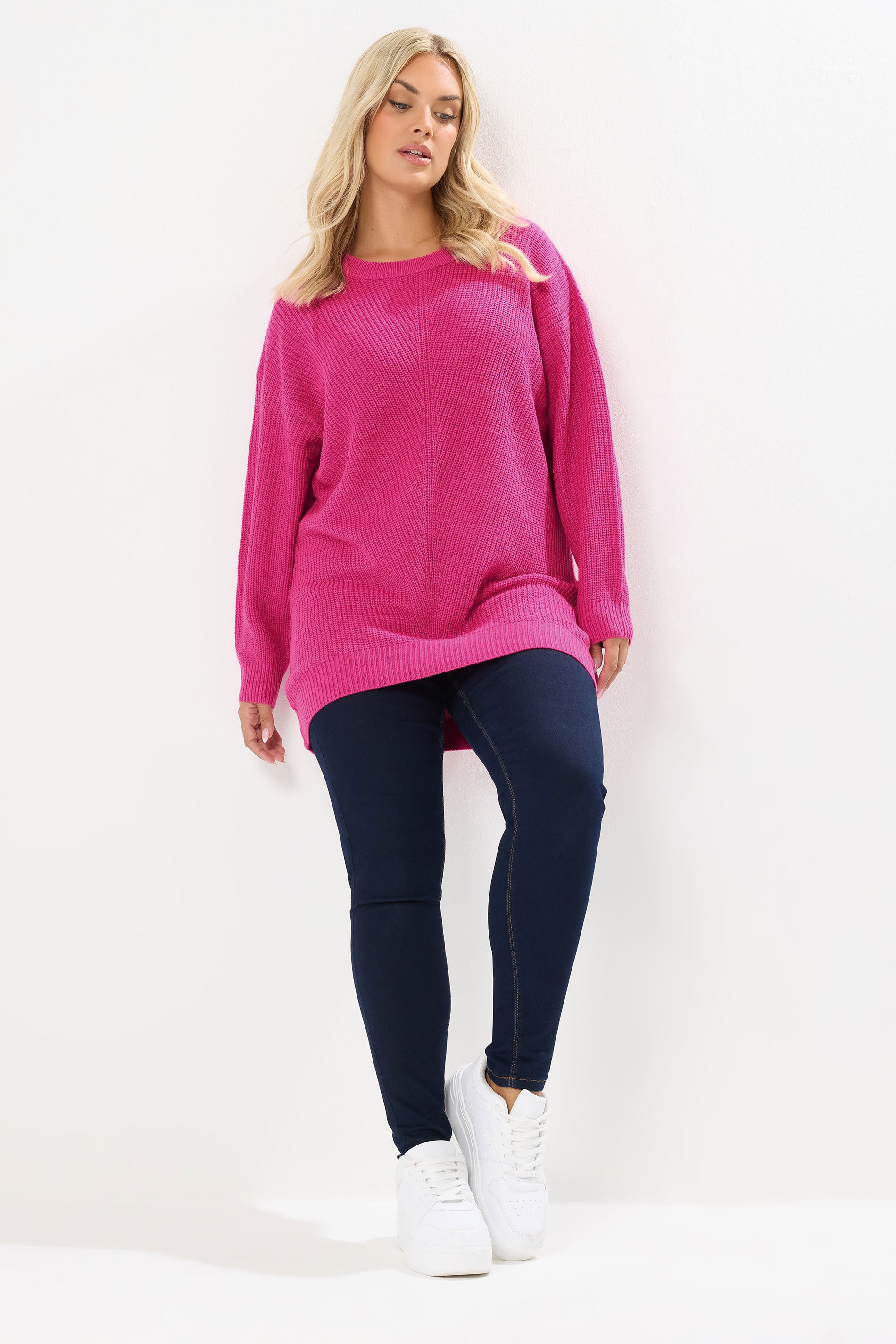  YOURS - Pull En Maille Essentiel Rose Vif