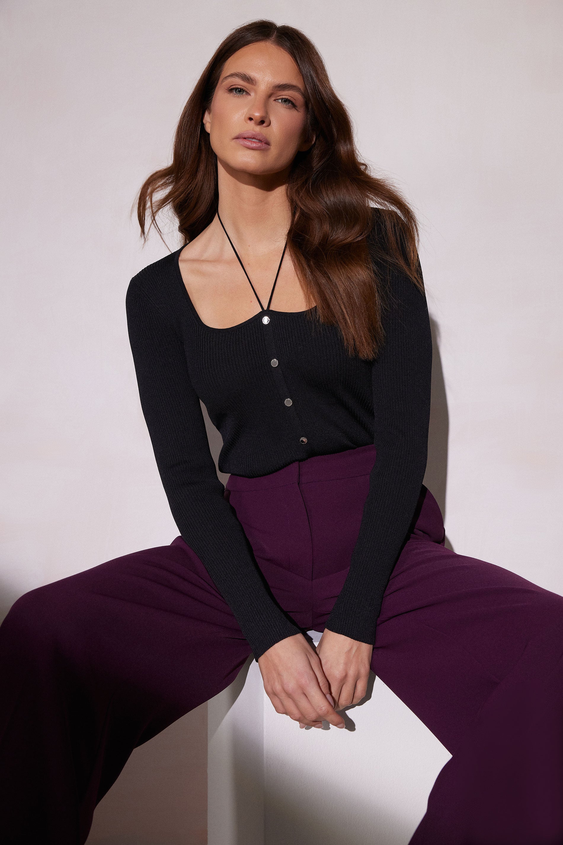  STAR Black Square Neck Tie Top