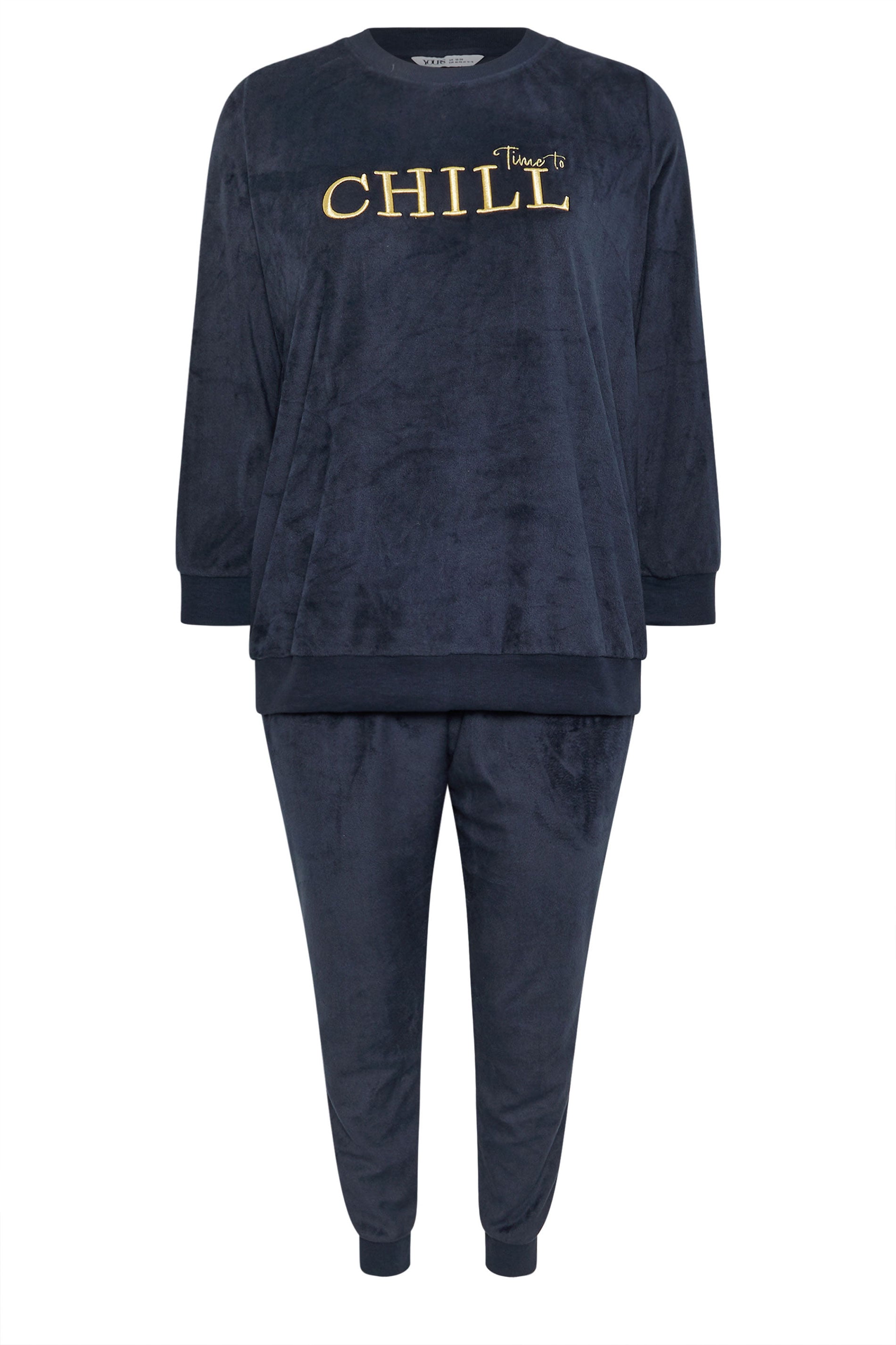  YOURS - Ensemble Loungewear Polaire Bleu Marine 'Time To Chill'