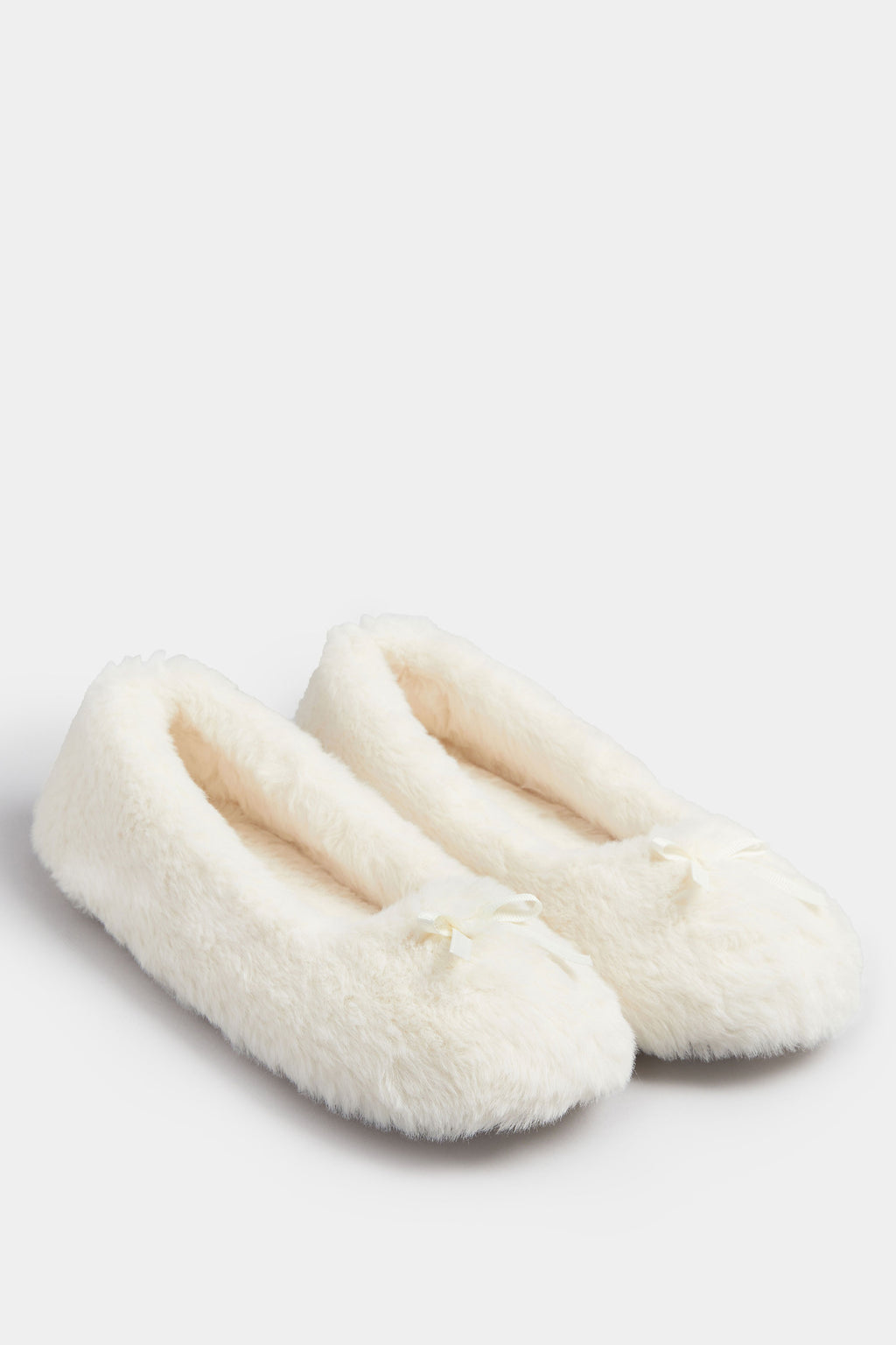  Chaussons De Ballet En Peluche Crème Avec Nœud Sur Le Devant