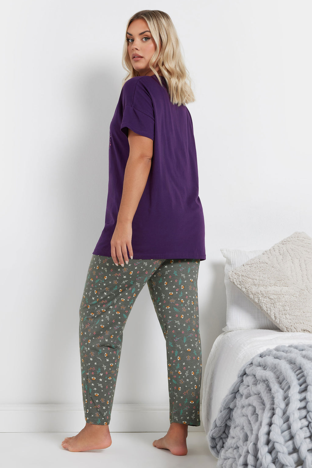  YOURS - Ensemble De Pyjama Violet & Gris 'Goodnight, Sleep Tight'