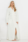  LTS Tall Ivory White Waffle Maxi Dressing Gown