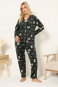 YOURS Curve Ensemble De Pyjama En Polaire à Imprimé Nœud Noir