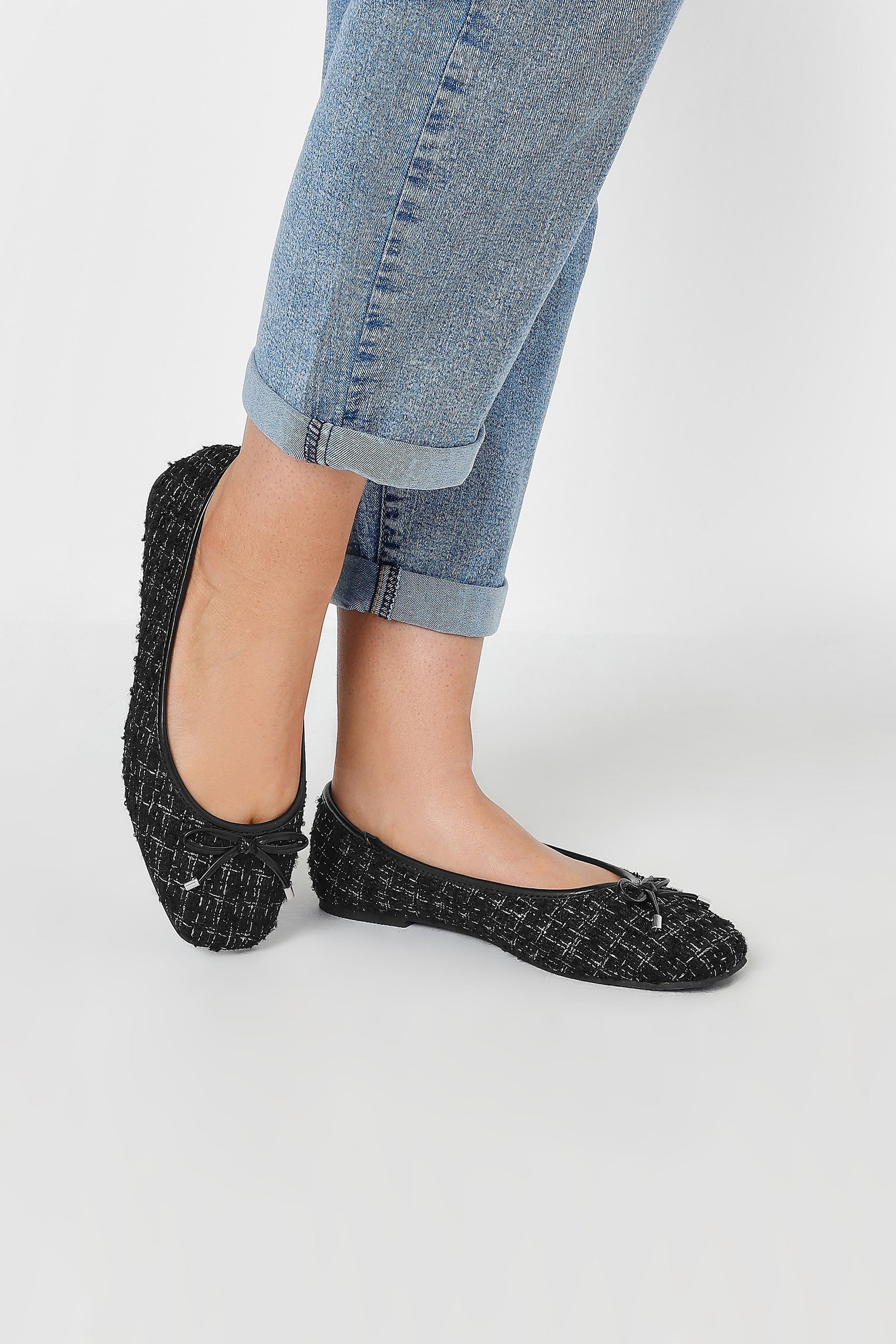  Ballerines Noires Texturées Pieds Extra Larges EEE