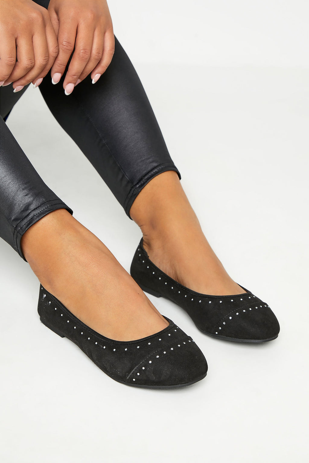  Ballerines Noires Strass Pieds Extra Larges EEE