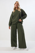  YOURS - Ensemble Sweat-shirt Ras Du Cou Et Jogging Vert Kaki