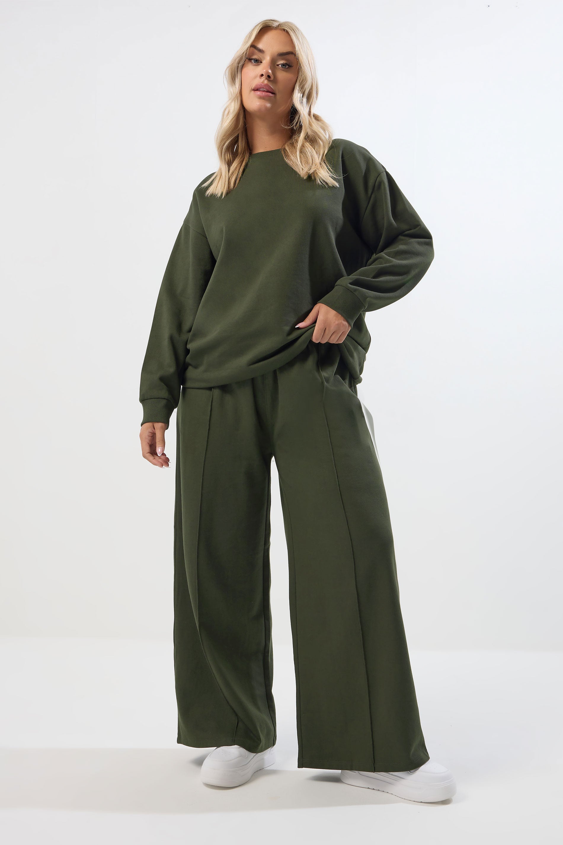 YOURS - Ensemble Sweat-shirt Ras Du Cou Et Jogging Vert Kaki
