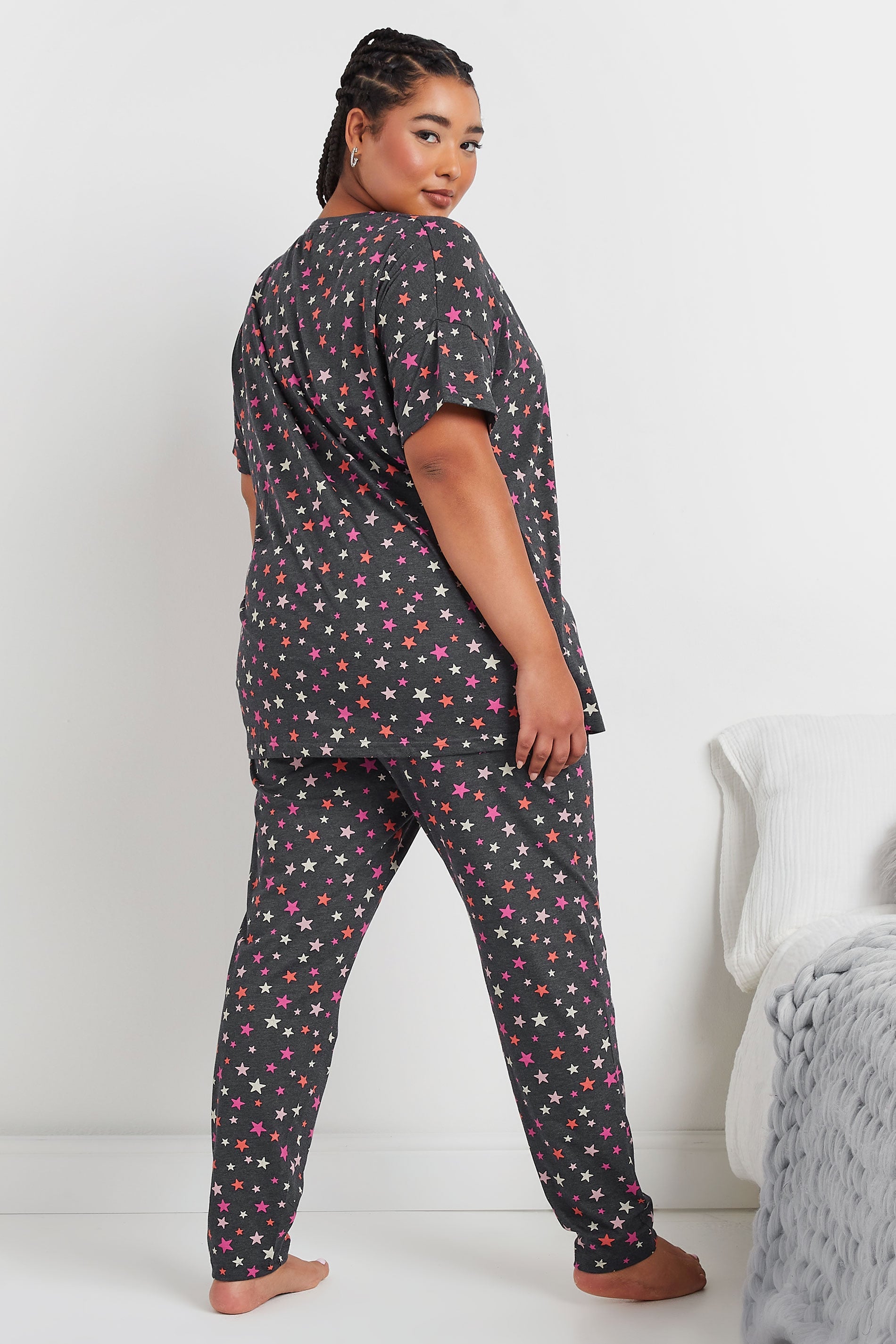  YOURS - Ensemble De Pyjama Gris Étoilé Manches Courtes