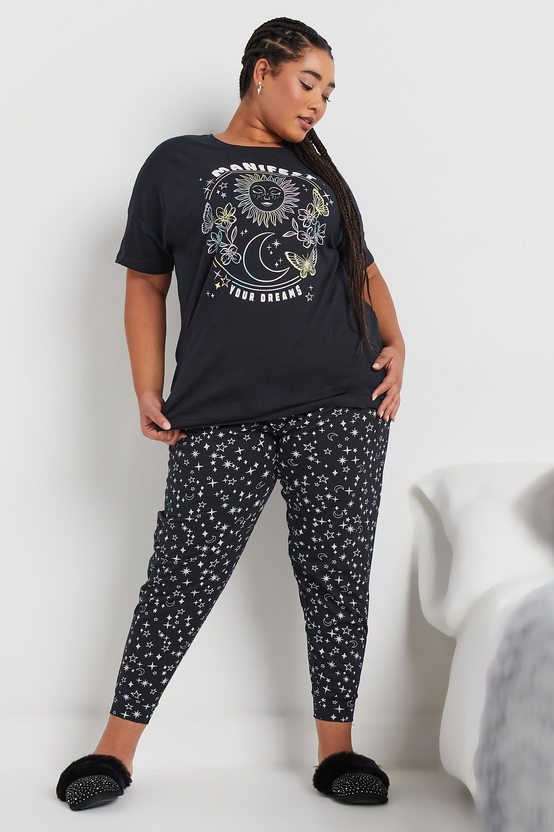  YOURS - Ensemble De Pyjama Bleu Marine 'Manifest' Design Étoiles