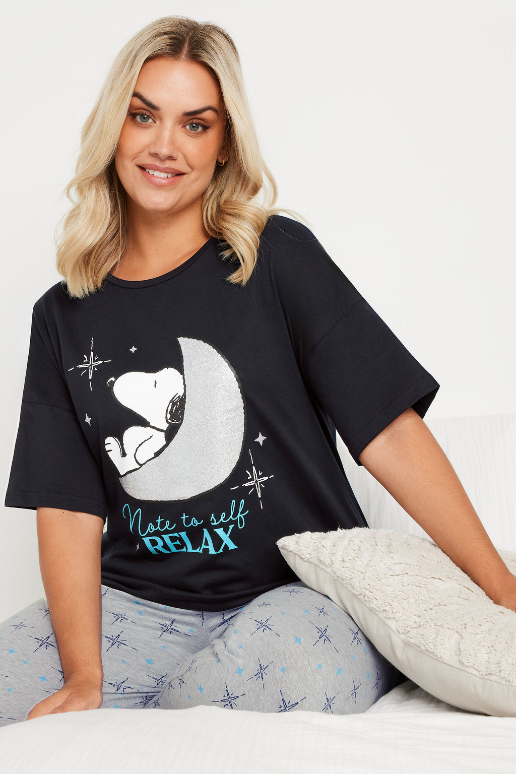  SNOOPY - Ensemble De Pyjama Bleu Marine & Gris 'Relax'