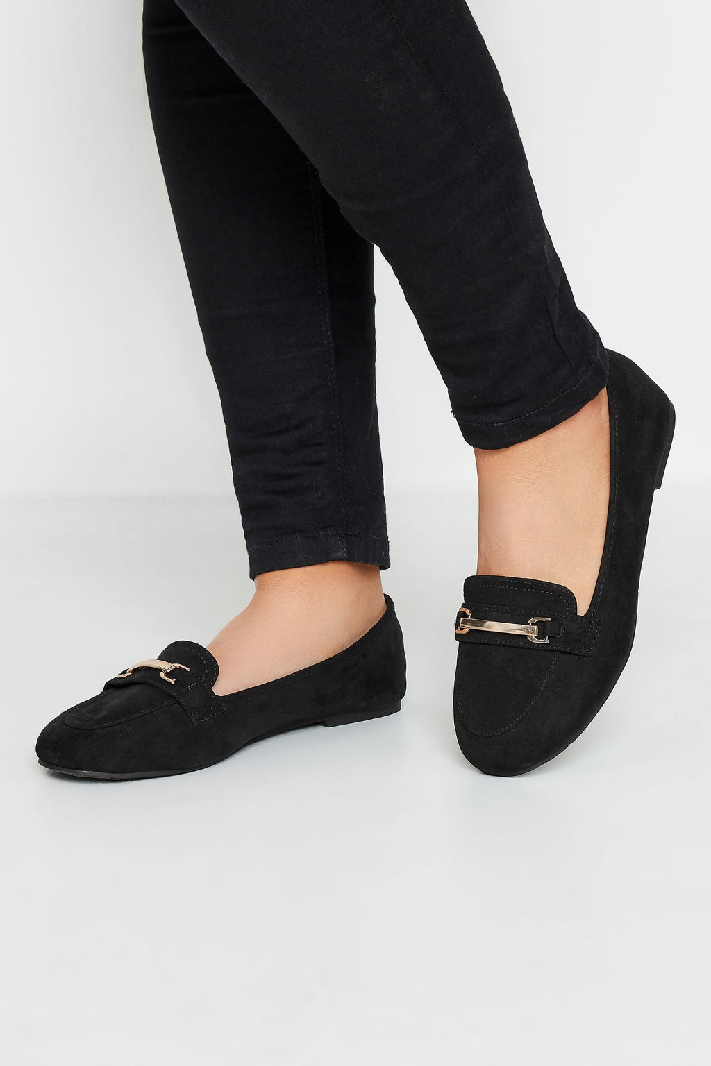  Mocassins Noirs Effet Cuir à Boucle Pieds Extra Larges EEE