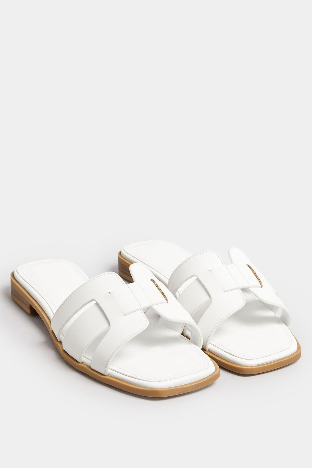  Mules Sandales Blanches Design Découpé Pieds Extra Larges EEE