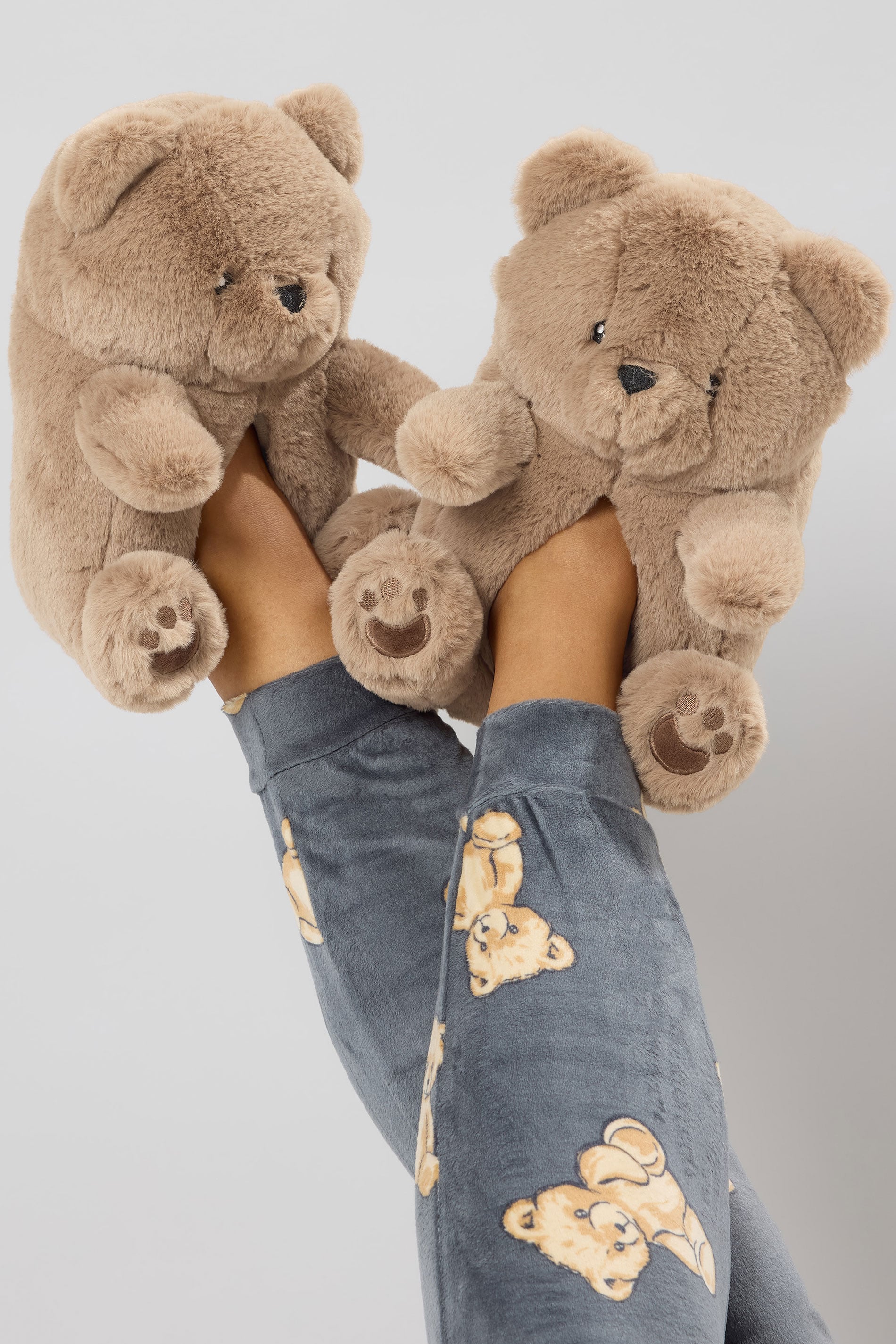  Chaussons Ours En Peluche En Fausse Fourrure Marron