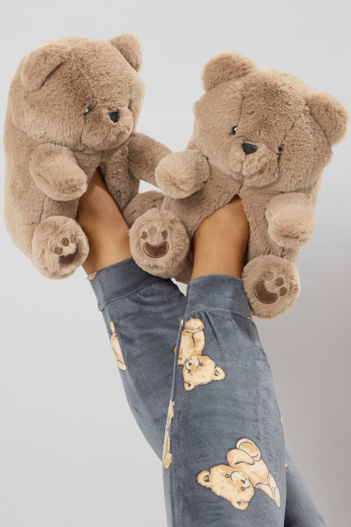  Chaussons Ours En Peluche En Fausse Fourrure Marron