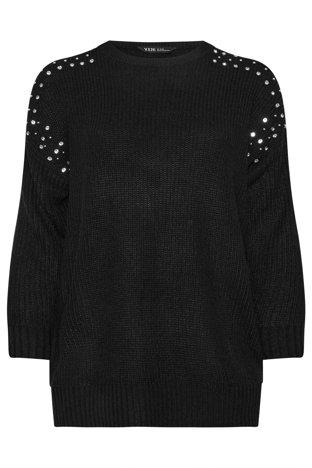 YOURS - Pull En Maille Noir Empiècement Strass