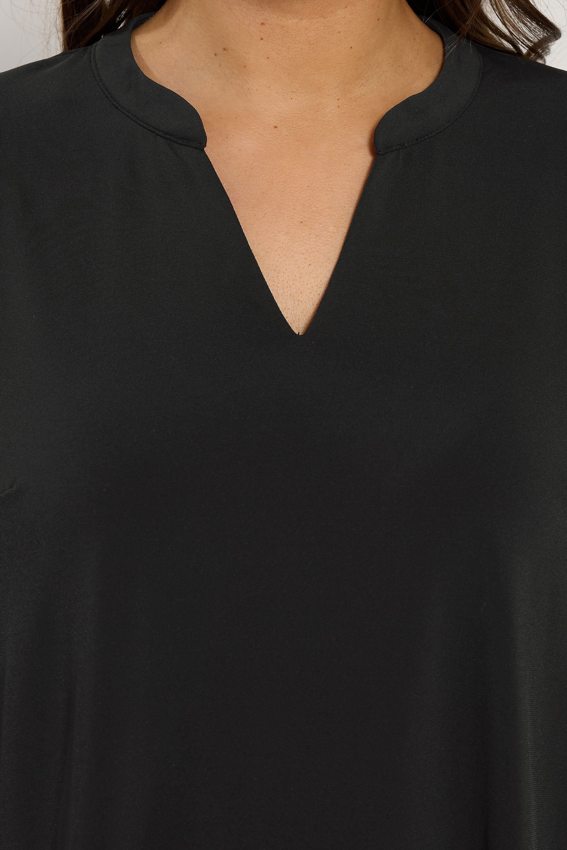  EVANS Curve Black Chiffon Hem Blouse