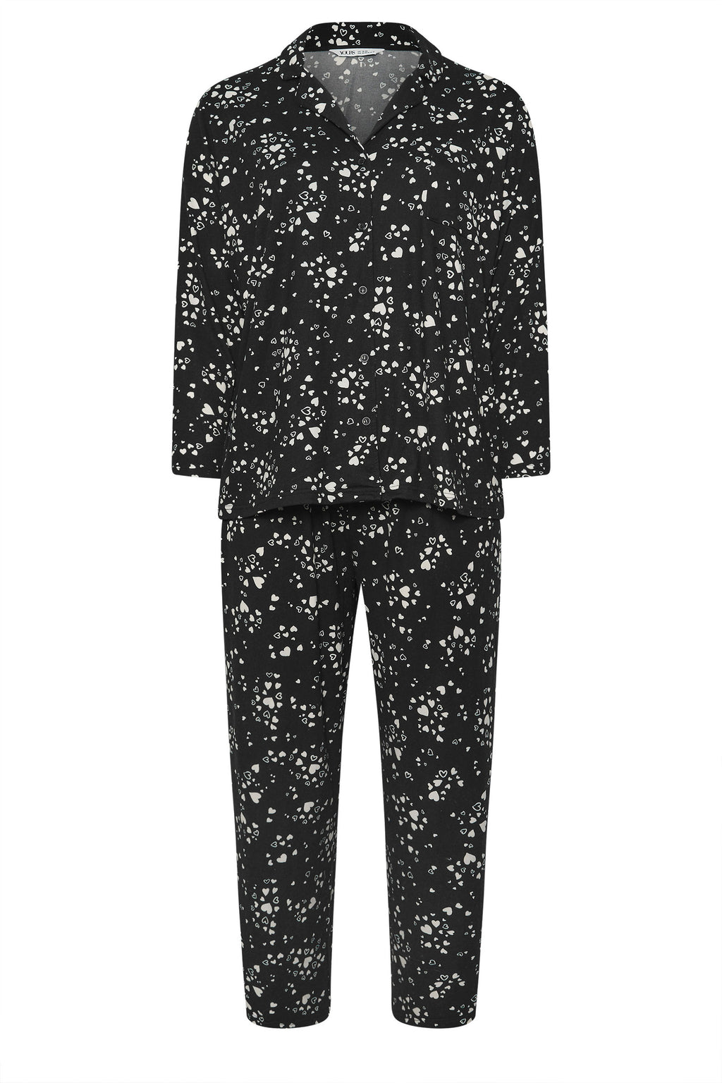  YOURS - Ensemble De Pyjama Noir Toucher Doux à Coeurs