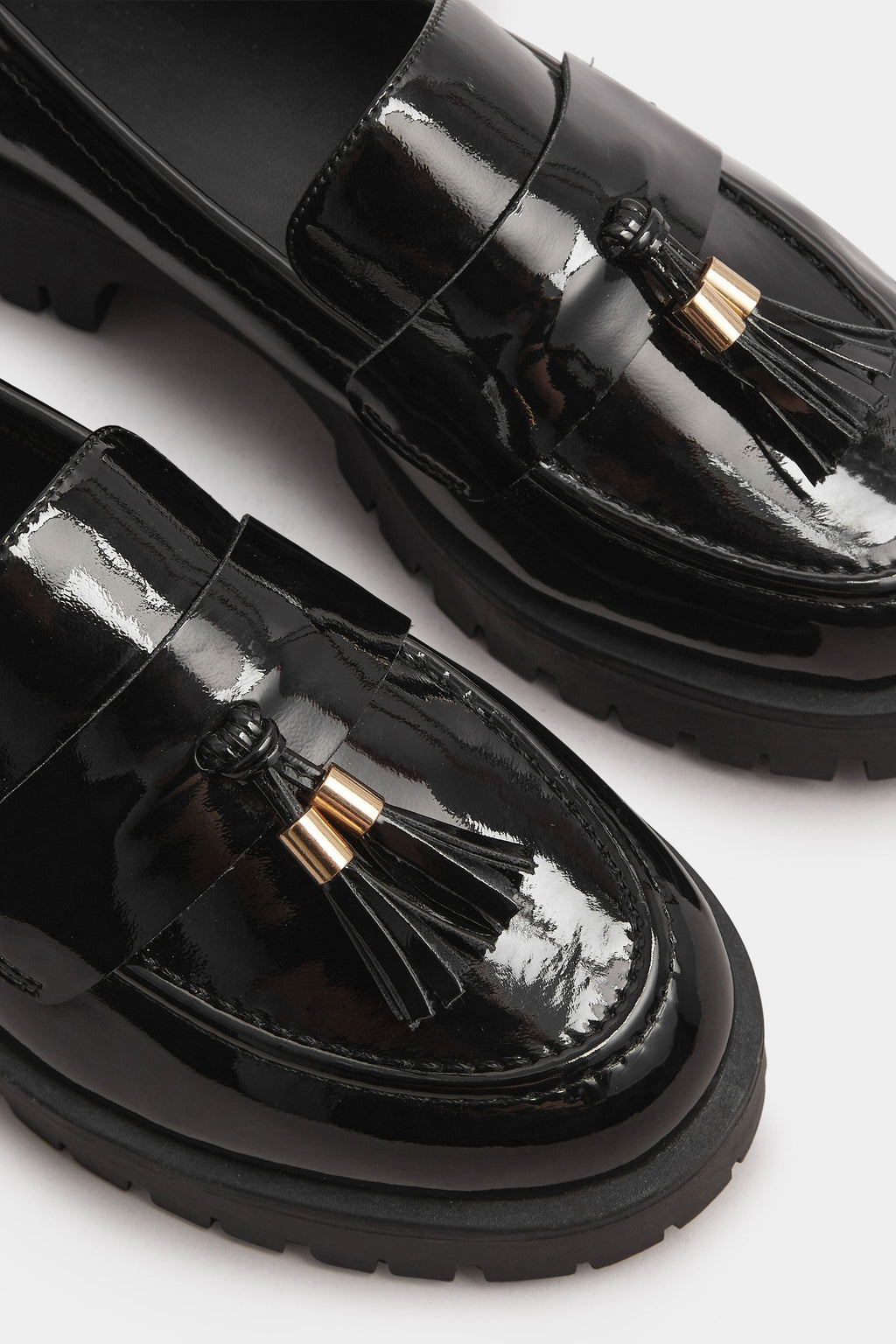  Mocassins Noirs Vernis à Pampilles, Coupe Extra Large EEE