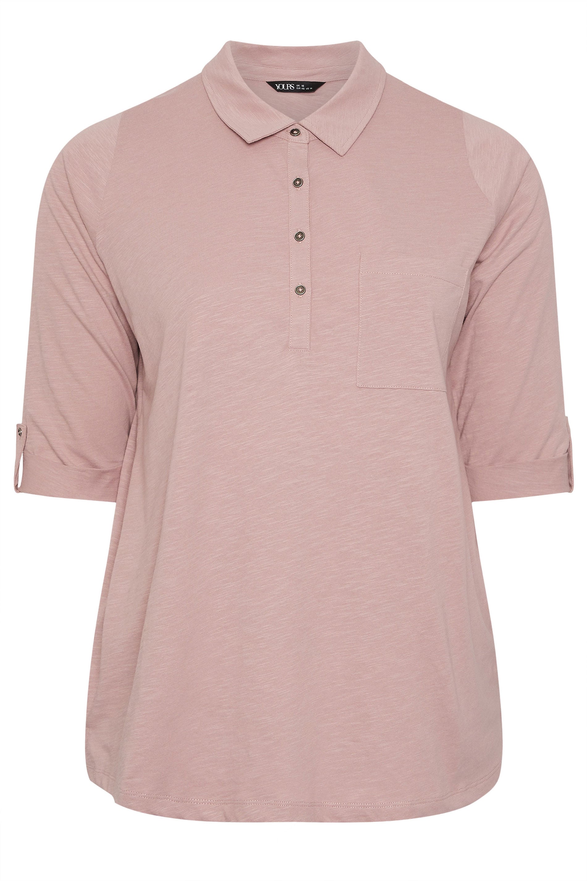  YOURS - Chemise à Patte De Boutonnage En Coton Rose