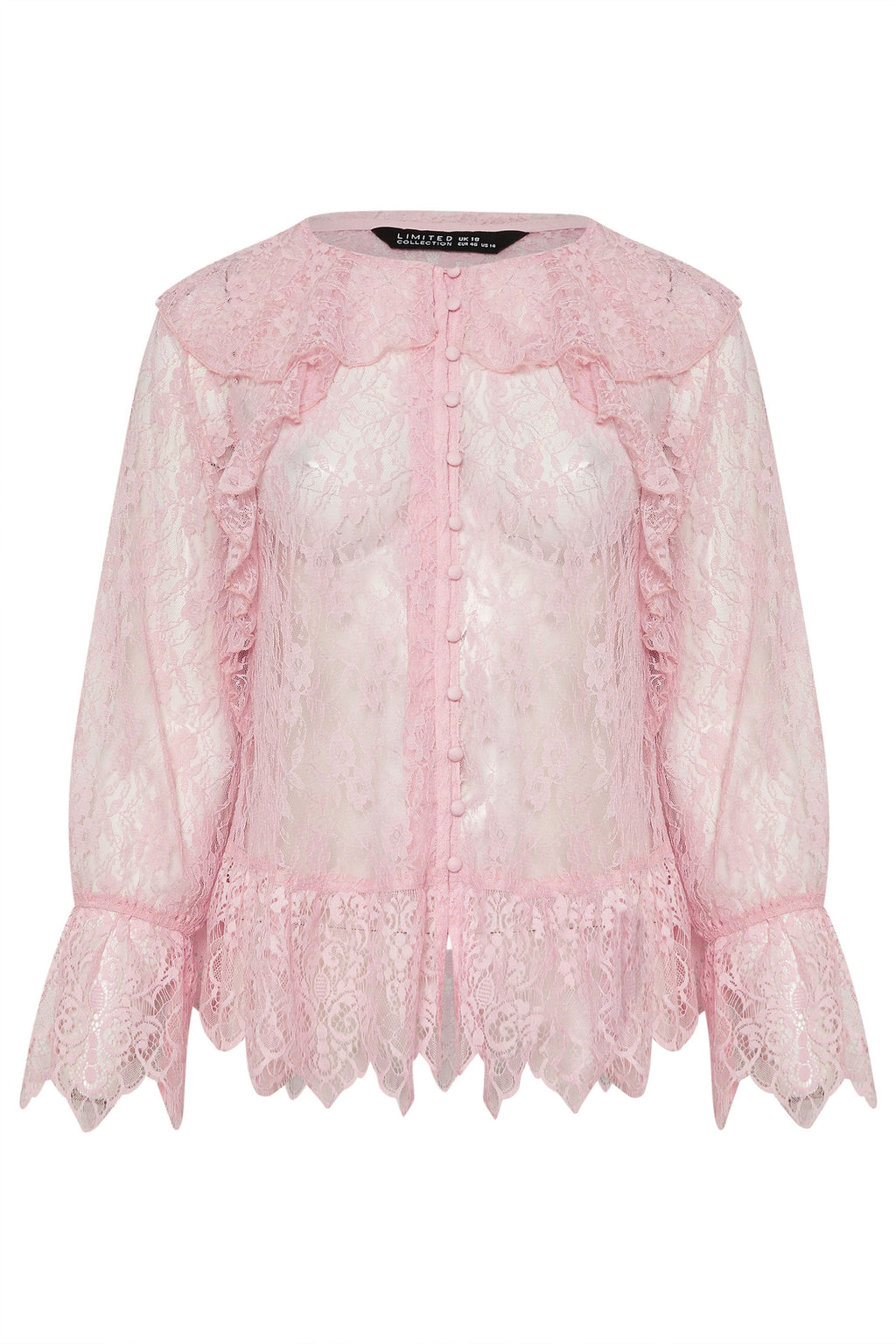  LIMITED COLLECTION Blouse Curve à Volants En Dentelle Rose