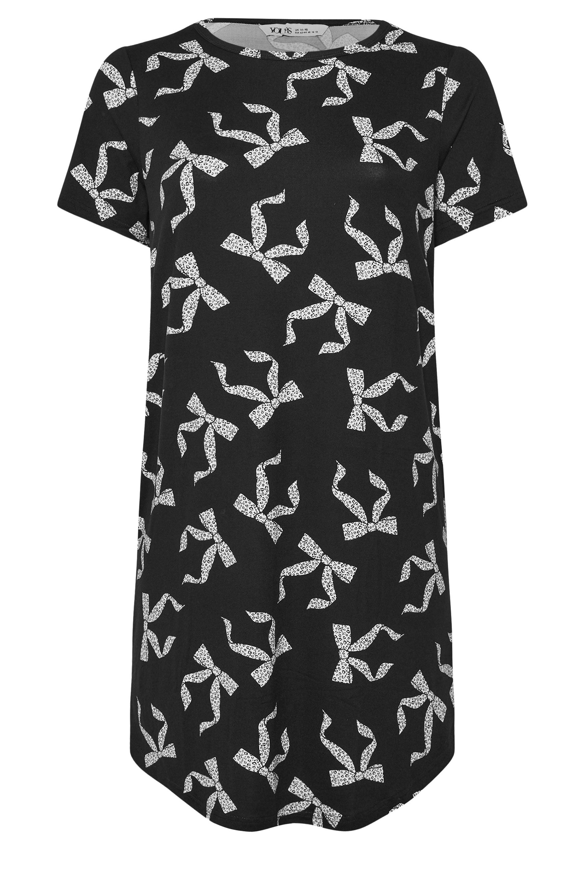  YOURS Curve Chemise De Nuit Douce Au Toucher Avec Nœud Léopard Noir