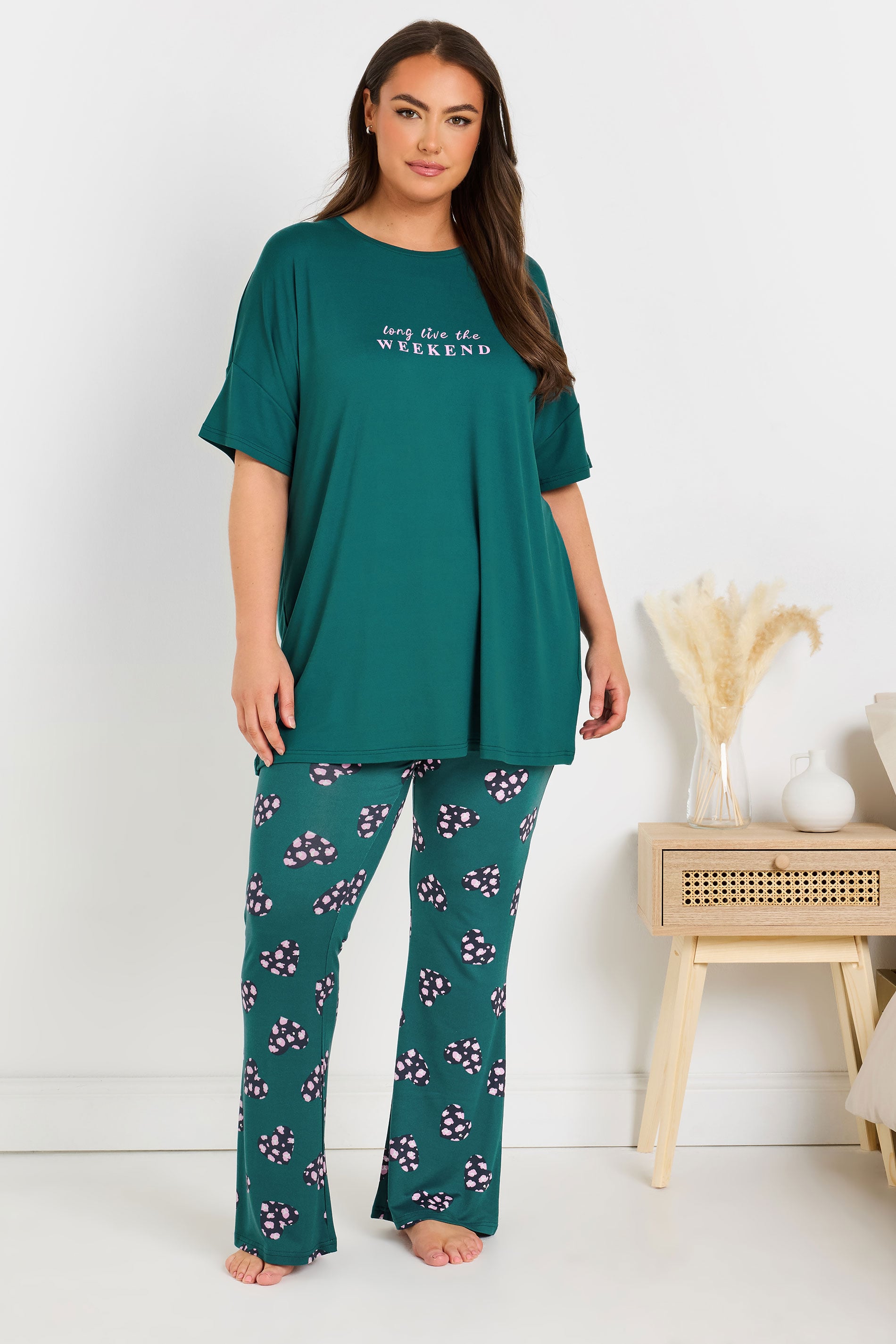  YOURS - Haut De Pyjama Vert Sarcelle 'Long Live The Weekend'