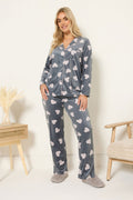  YOURS Curve Ensemble De Pyjama En Polaire Gris à Imprimé Cœur Animal