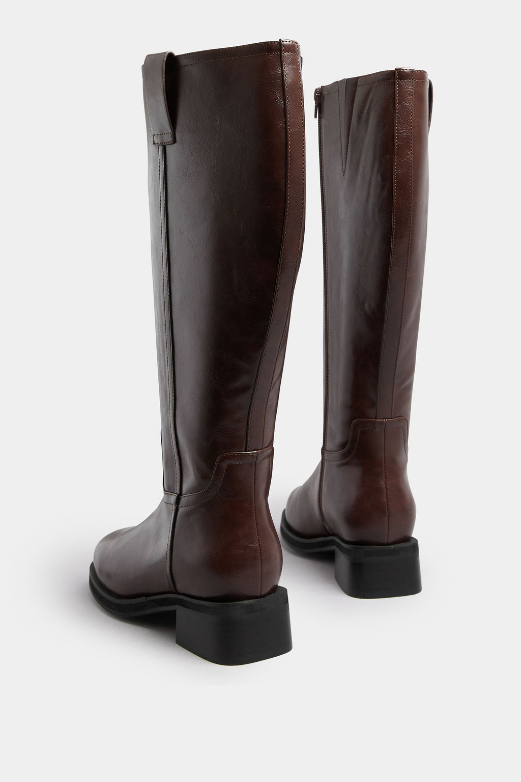  Dark Brown Pull On Knee High Boots In Extra Wide EEE Fit